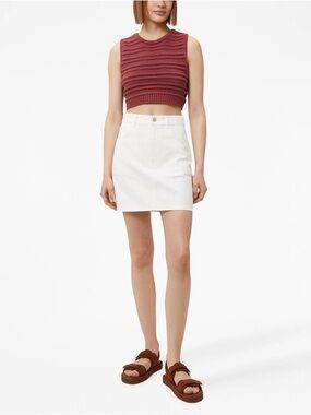 12 STOREEZ White Denim Mini Skirt - Classic High-Rise Women's Skirt
